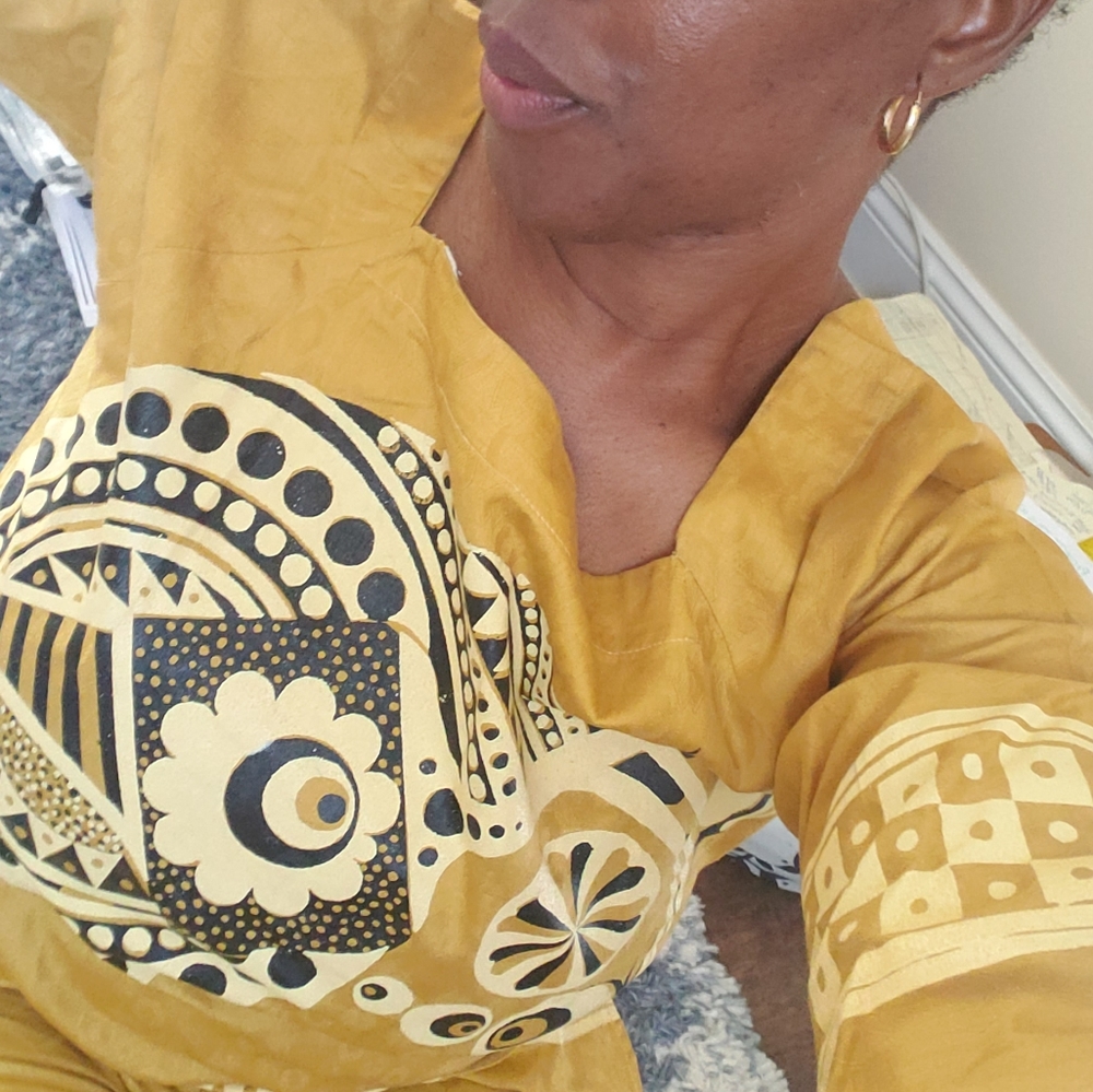 Yellow brocade pant suit